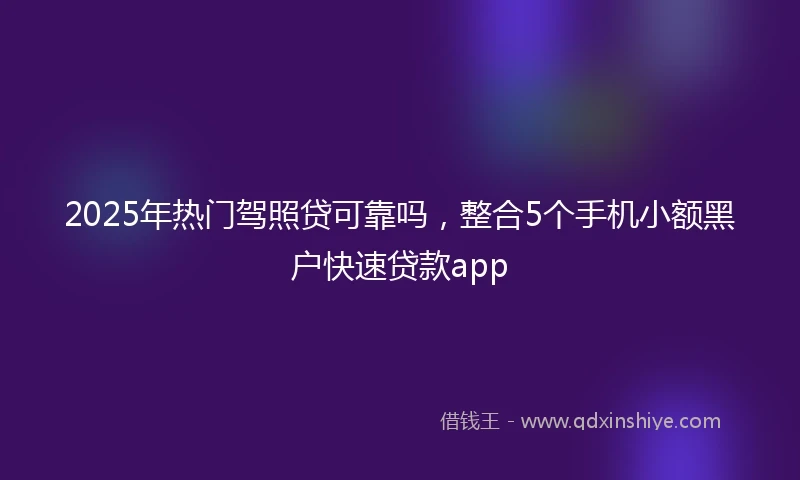 2025年热门驾照贷可靠吗，整合5个手机小额黑户快速贷款app