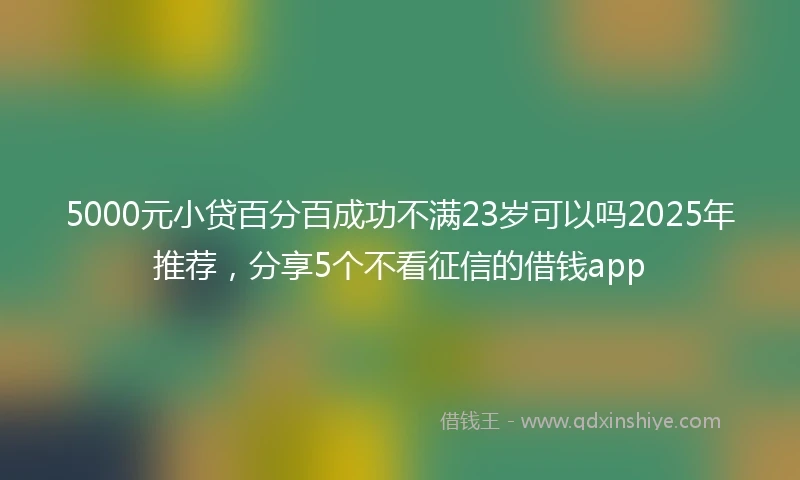 5000元小贷百分百成功不满23岁可以吗2025年推荐，分享5个不看征信的借钱app