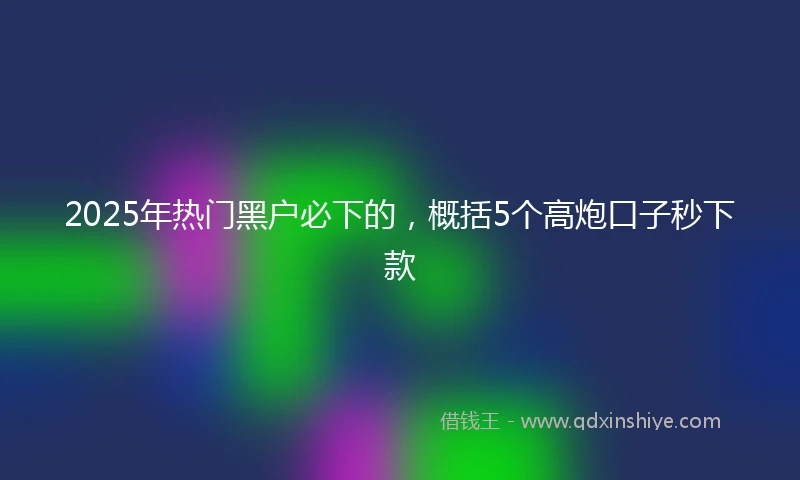 2025年热门黑户必下的，概括5个高炮口子秒下款