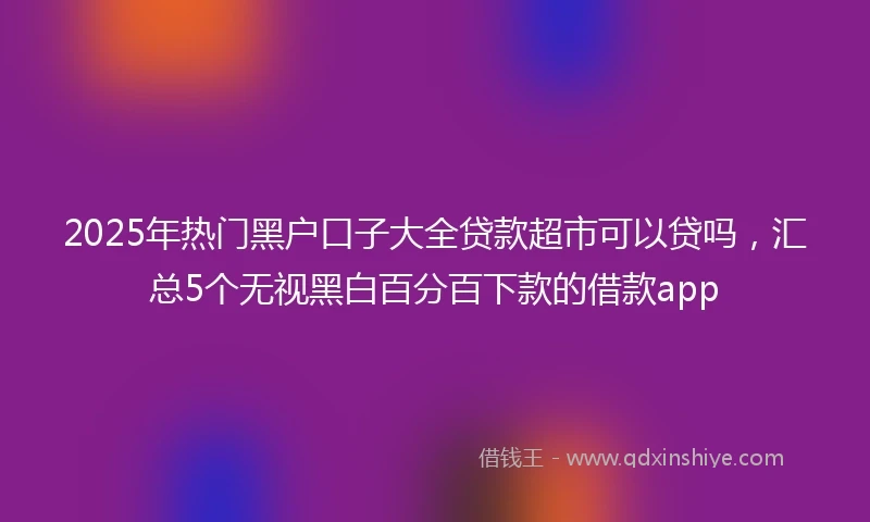 2025年热门黑户口子大全贷款超市可以贷吗，汇总5个无视黑白百分百下款的借款app