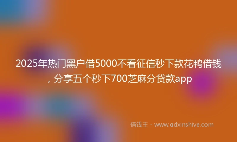 2025年热门黑户借5000不看征信秒下款花鸭借钱，分享五个秒下700芝麻分贷款app