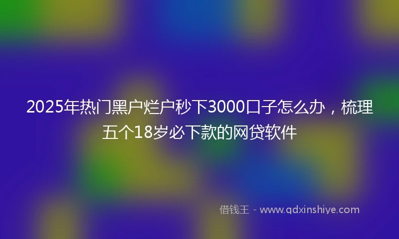 2025年热门黑户烂户秒下3000口子怎么办，梳理五个18岁必下款的网贷软件