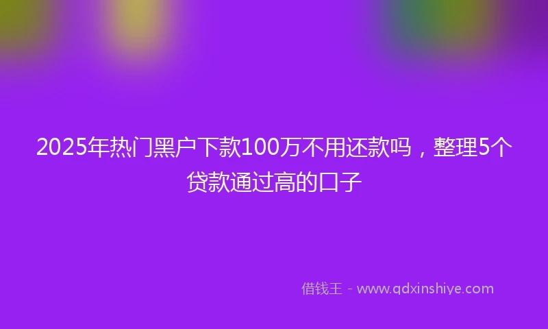 2025年热门黑户下款100万不用还款吗，整理5个贷款通过高的口子