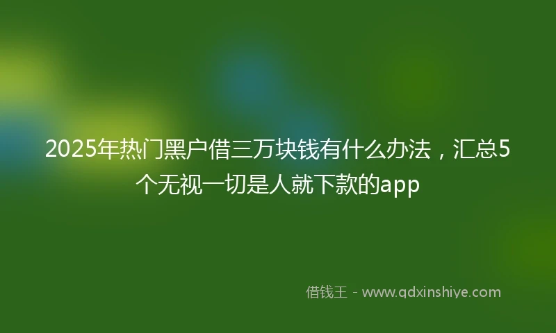 2025年热门黑户借三万块钱有什么办法，汇总5个无视一切是人就下款的app