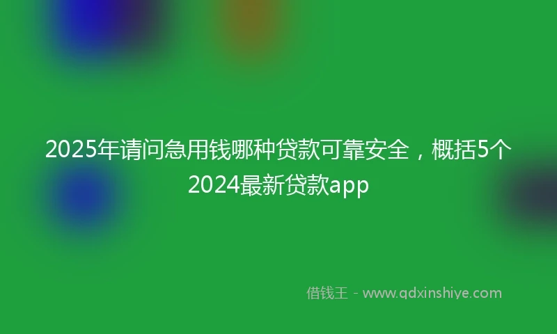 2025年请问急用钱哪种贷款可靠安全，概括5个2024最新贷款app