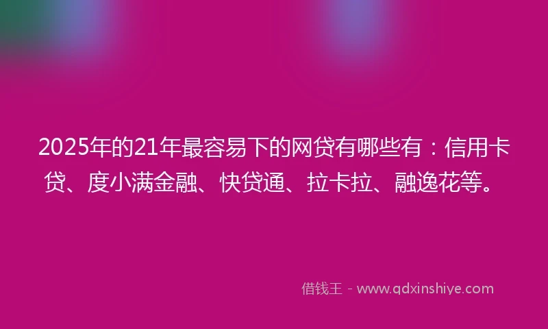 2025年的21年最容易下的网贷有哪些有：信用卡贷、度小满金融、快贷通、拉卡拉、融逸花等。