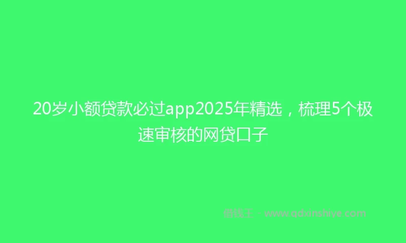 20岁小额贷款必过app2025年精选，梳理5个极速审核的网贷口子