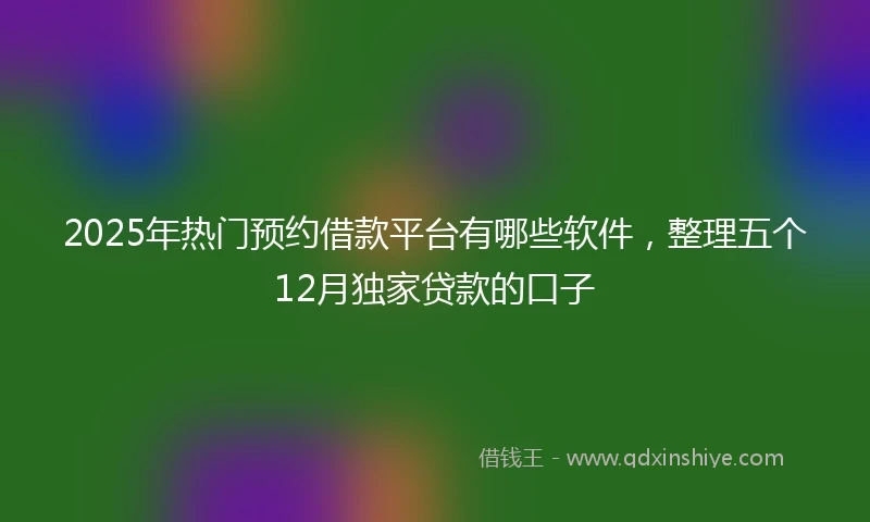 2025年热门预约借款平台有哪些软件，整理五个12月独家贷款的口子