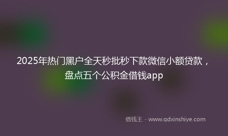 2025年热门黑户全天秒批秒下款微信小额贷款，盘点五个公积金借钱app