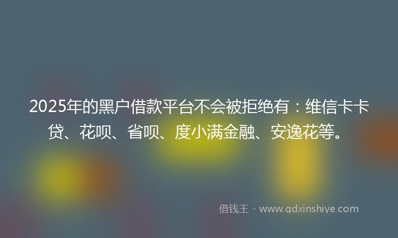 2025年的黑户借款平台不会被拒绝有：维信卡卡贷、花呗、省呗、度小满金融、安逸花等。
