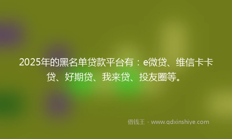 2025年的黑名单贷款平台有：e微贷、维信卡卡贷、好期贷、我来贷、投友圈等。