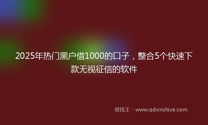 2025年热门黑户借1000的口子，整合5个快速下款无视征信的软件