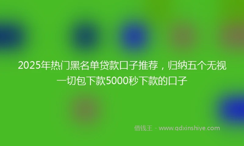 2025年热门黑名单贷款口子推荐，归纳五个无视一切包下款5000秒下款的口子