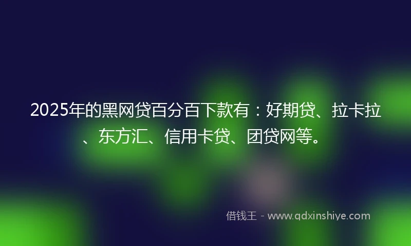 2025年的黑网贷百分百下款有：好期贷、拉卡拉、东方汇、信用卡贷、团贷网等。