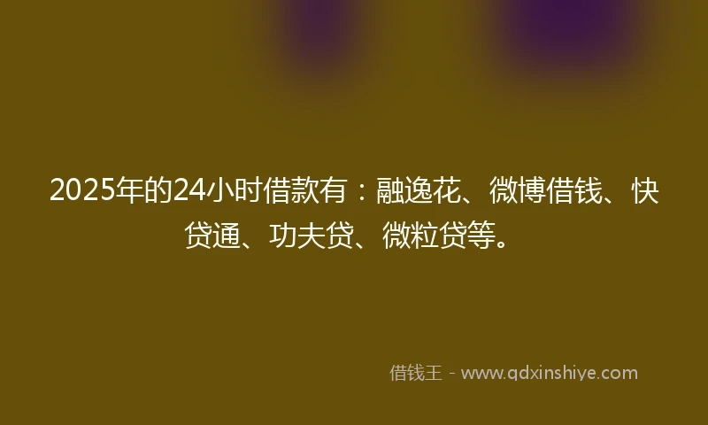 2025年的24小时借款有：融逸花、微博借钱、快贷通、功夫贷、微粒贷等。