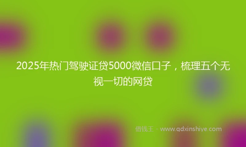 2025年热门驾驶证贷5000微信口子，梳理五个无视一切的网贷