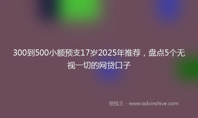300到500小额预支17岁2025年推荐，盘点5个无视一切的网贷口子