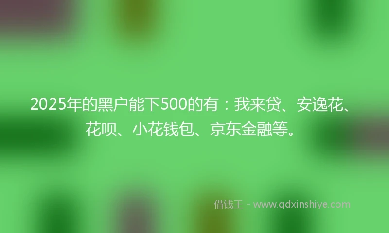2025年的黑户能下500的有：我来贷、安逸花、花呗、小花钱包、京东金融等。