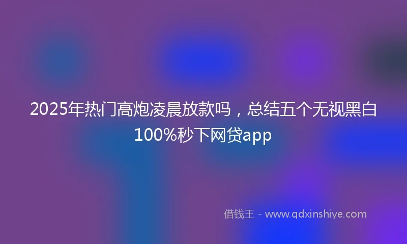 2025年热门高炮凌晨放款吗，总结五个无视黑白100%秒下网贷app