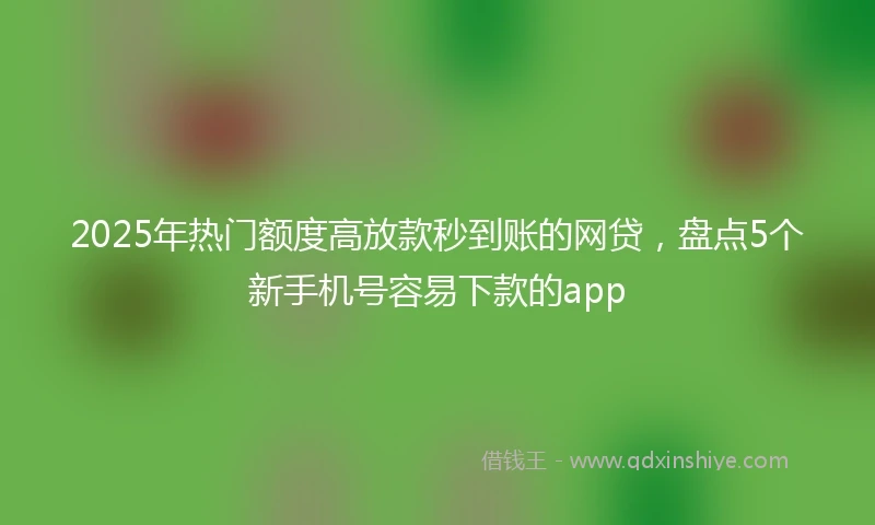 2025年热门额度高放款秒到账的网贷，盘点5个新手机号容易下款的app