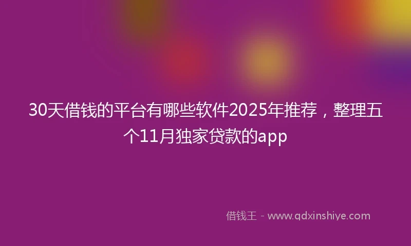 30天借钱的平台有哪些软件2025年推荐，整理五个11月独家贷款的app