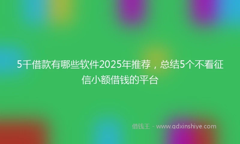 5千借款有哪些软件2025年推荐，总结5个不看征信小额借钱的平台