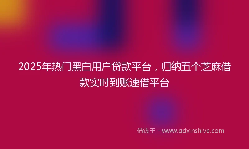 2025年热门黑白用户贷款平台，归纳五个芝麻借款实时到账速借平台