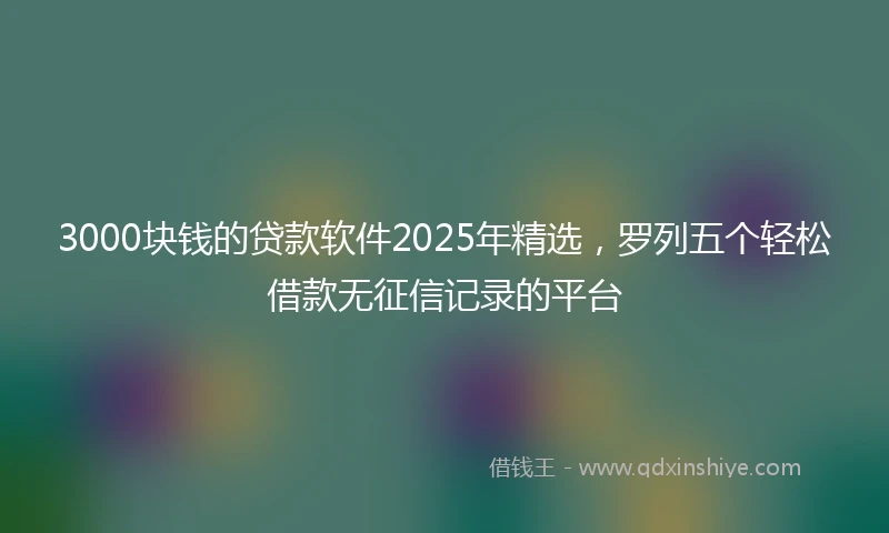 3000块钱的贷款软件2025年精选，罗列五个轻松借款无征信记录的平台