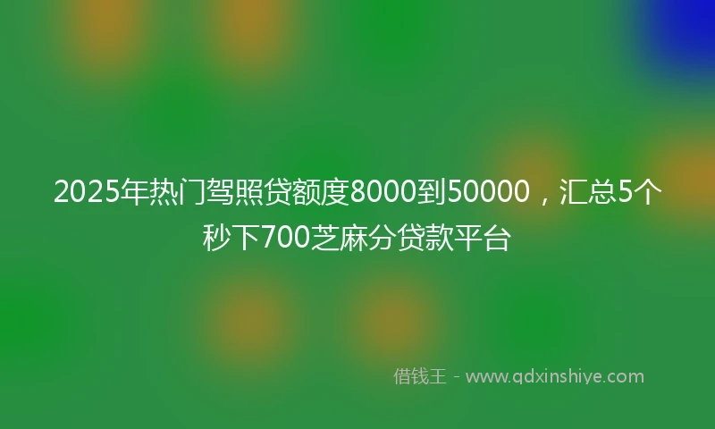 2025年热门驾照贷额度8000到50000，汇总5个秒下700芝麻分贷款平台