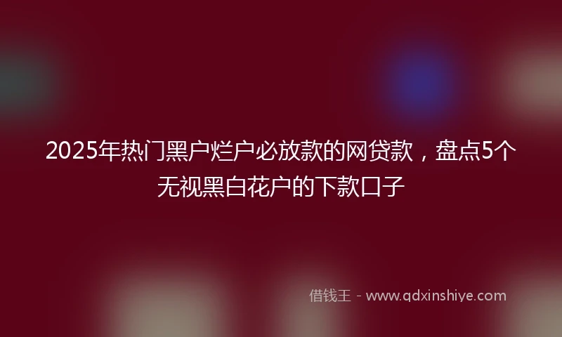 2025年热门黑户烂户必放款的网贷款，盘点5个无视黑白花户的下款口子