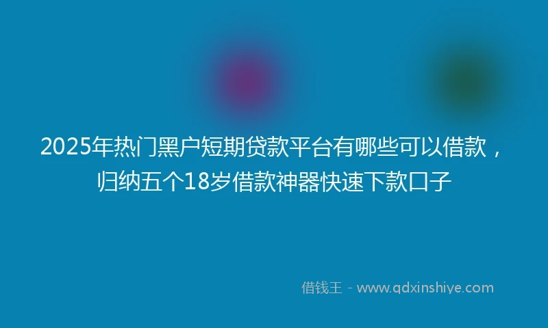2025年热门黑户短期贷款平台有哪些可以借款，归纳五个18岁借款神器快速下款口子