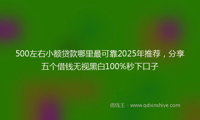 500左右小额贷款哪里最可靠2025年推荐，分享五个借钱无视黑白100%秒下口子