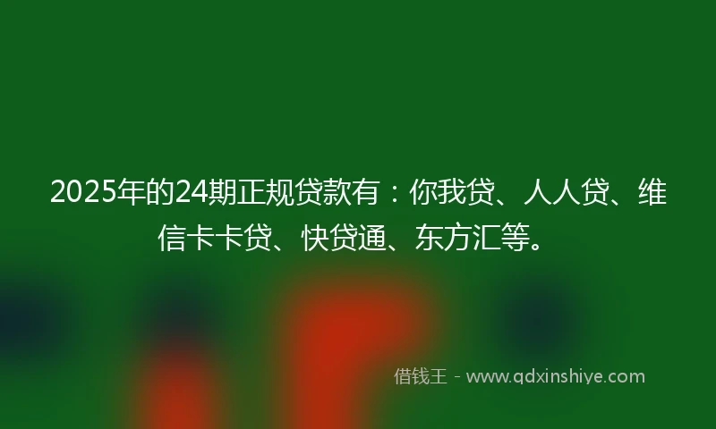 2025年的24期正规贷款有：你我贷、人人贷、维信卡卡贷、快贷通、东方汇等。