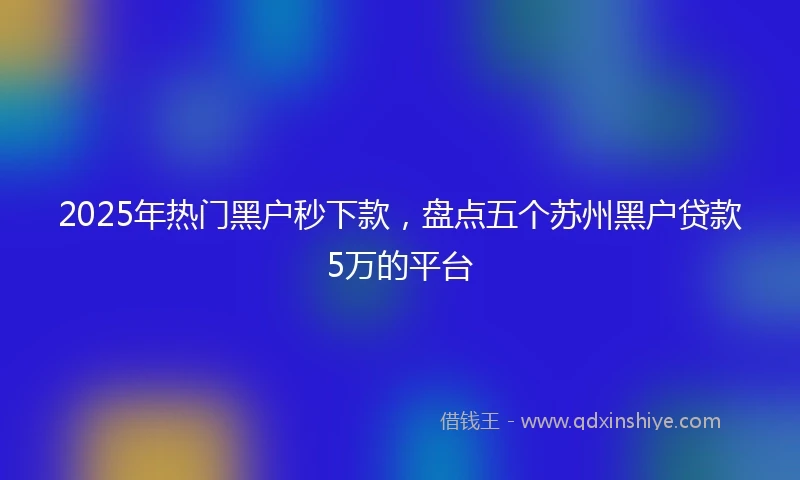 2025年热门黑户秒下款，盘点五个苏州黑户贷款5万的平台
