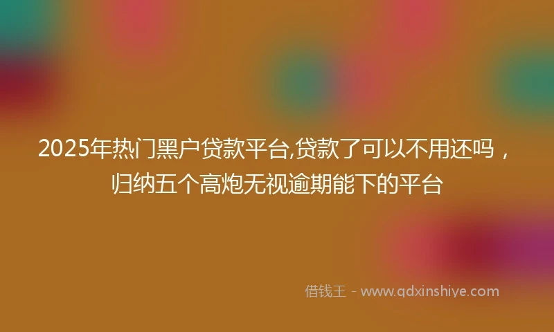 2025年热门黑户贷款平台,贷款了可以不用还吗，归纳五个高炮无视逾期能下的平台