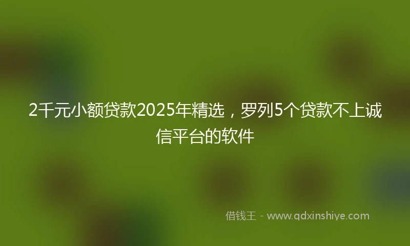 2千元小额贷款2025年精选，罗列5个贷款不上诚信平台的软件