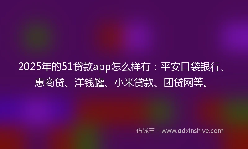 2025年的51贷款app怎么样有：平安口袋银行、惠商贷、洋钱罐、小米贷款、团贷网等。
