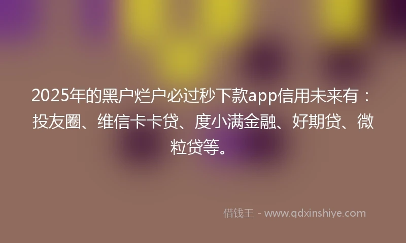 2025年的黑户烂户必过秒下款app信用未来有：投友圈、维信卡卡贷、度小满金融、好期贷、微粒贷等。