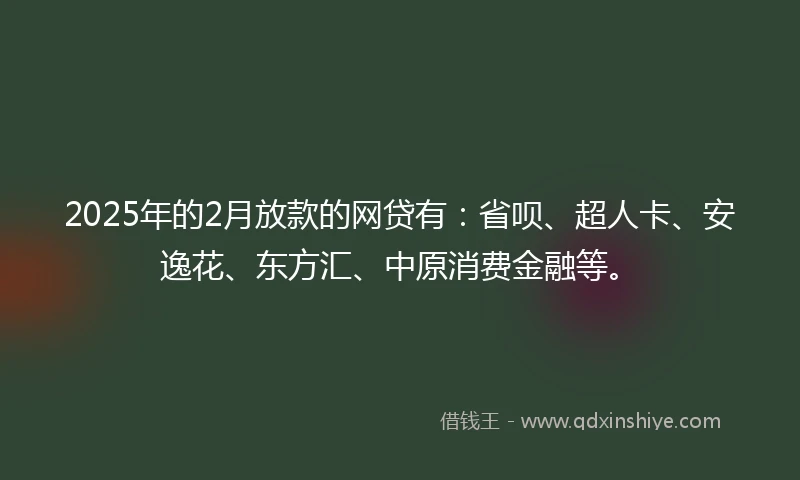 2025年的2月放款的网贷有：省呗、超人卡、安逸花、东方汇、中原消费金融等。