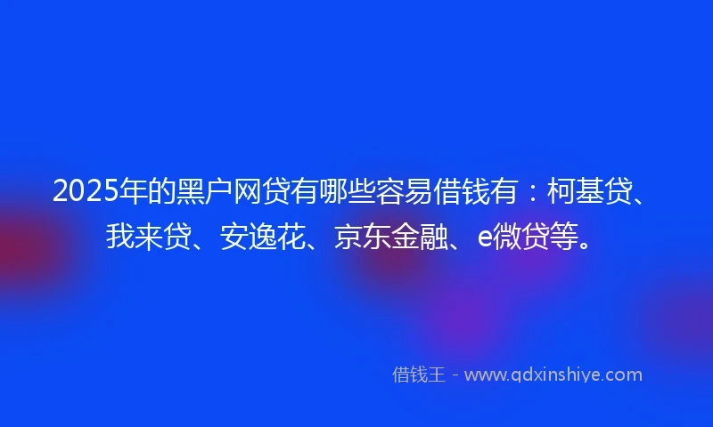 2025年的黑户网贷有哪些容易借钱有：柯基贷、我来贷、安逸花、京东金融、e微贷等。