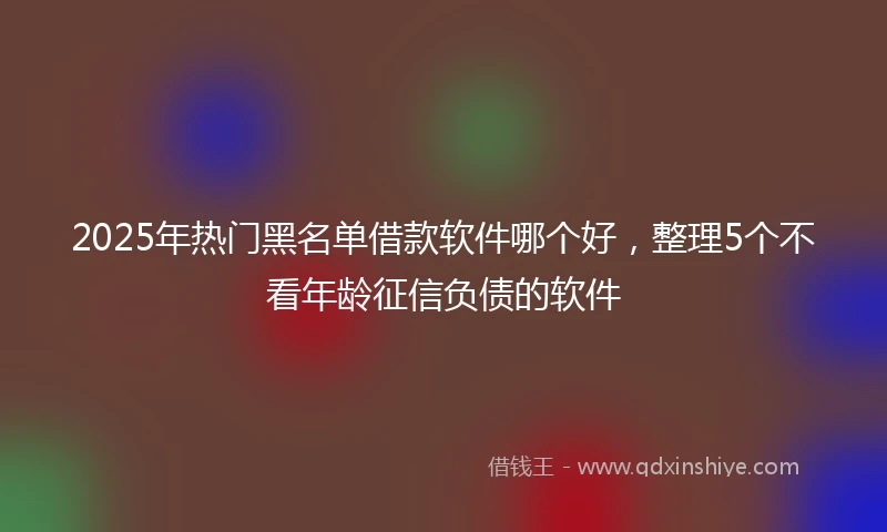 2025年热门黑名单借款软件哪个好，整理5个不看年龄征信负债的软件