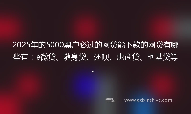 2025年的5000黑户必过的网贷能下款的网贷有哪些有:e微贷、随身贷、还呗、惠商贷、柯基贷等。
