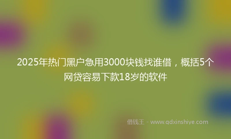 2025年热门黑户急用3000块钱找谁借，概括5个网贷容易下款18岁的软件
