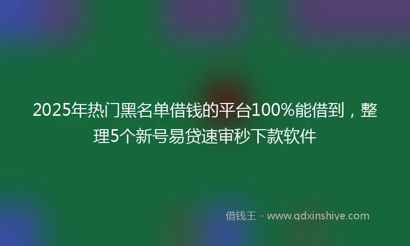 2025年热门黑名单借钱的平台100%能借到，整理5个新号易贷速审秒下款软件