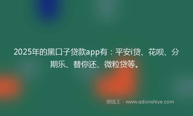 2025年的黑口子贷款app有：平安i贷、花呗、分期乐、替你还、微粒贷等。