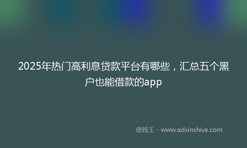 2025年热门高利息贷款平台有哪些，汇总五个黑户也能借款的app
