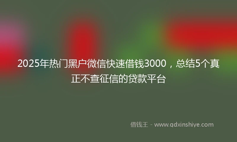 2025年热门黑户微信快速借钱3000，总结5个真正不查征信的贷款平台