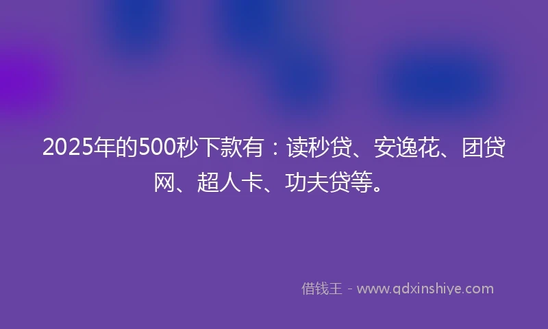 2025年的500秒下款有:读秒贷、安逸花、团贷网、超人卡、功夫贷等。