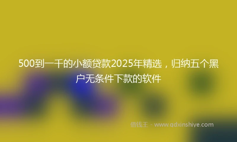 500到一千的小额贷款2025年精选，归纳五个黑户无条件下款的软件