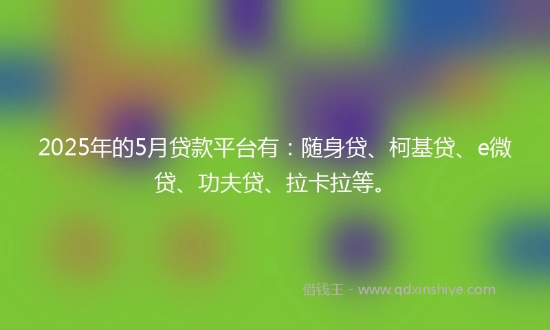 2025年的5月贷款平台有：随身贷、柯基贷、e微贷、功夫贷、拉卡拉等。